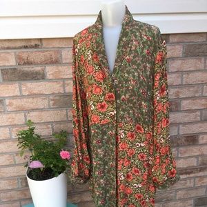 Long Tunic Shirt April Cornell Floral Rayon XL